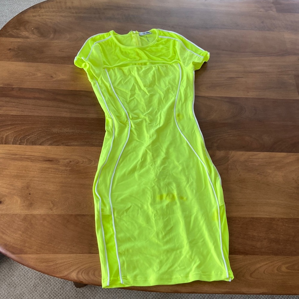 Fashion Nova Neon Green Bodycon Mini Dress